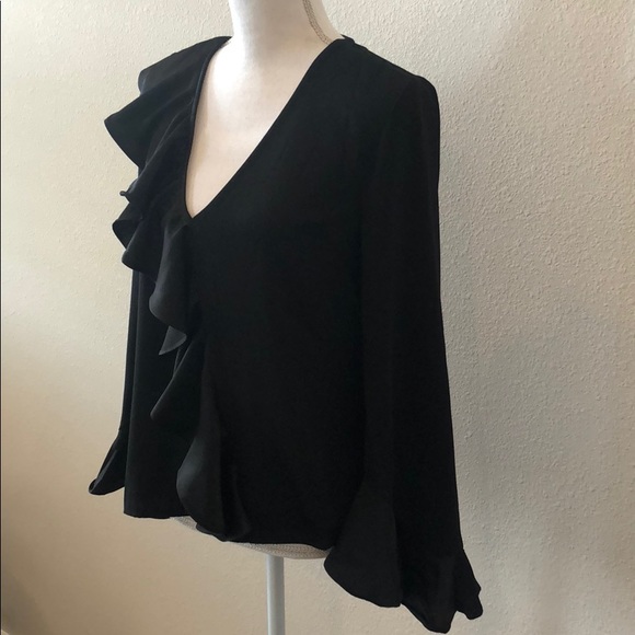 Black Ruffle Bell Sleeve Top - Picture 8 of 8